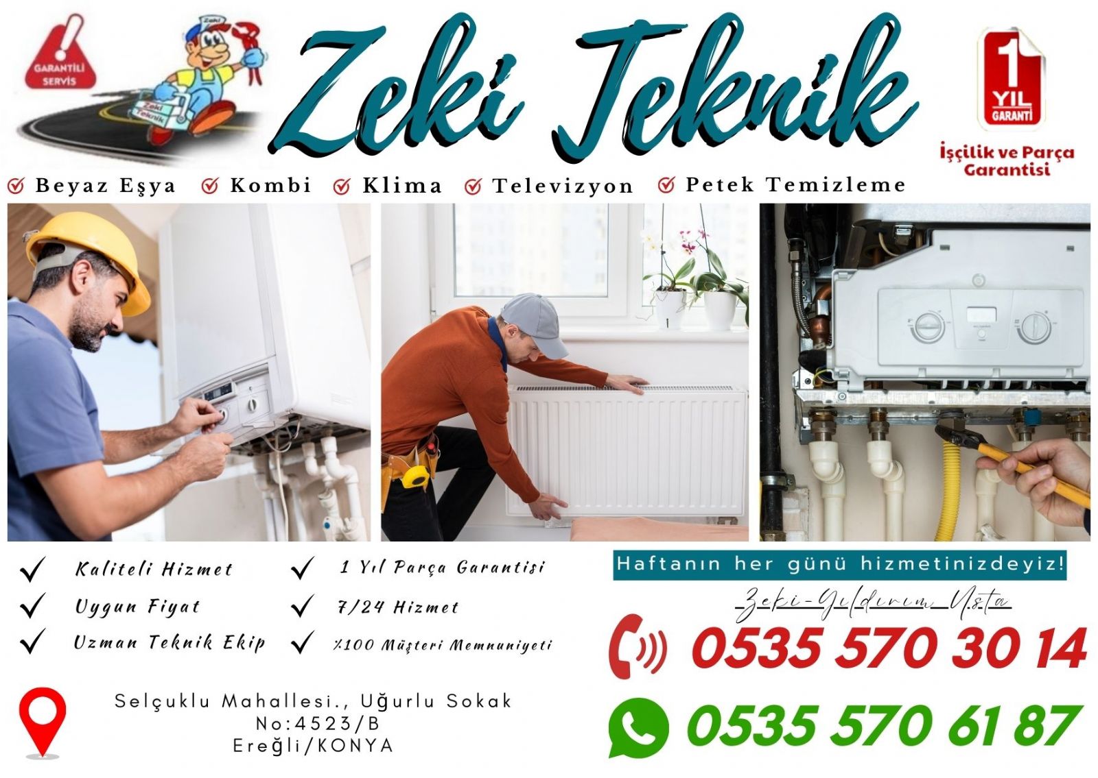 Konya/Ereğli Kombi Bakımı ve Petek Temizleme